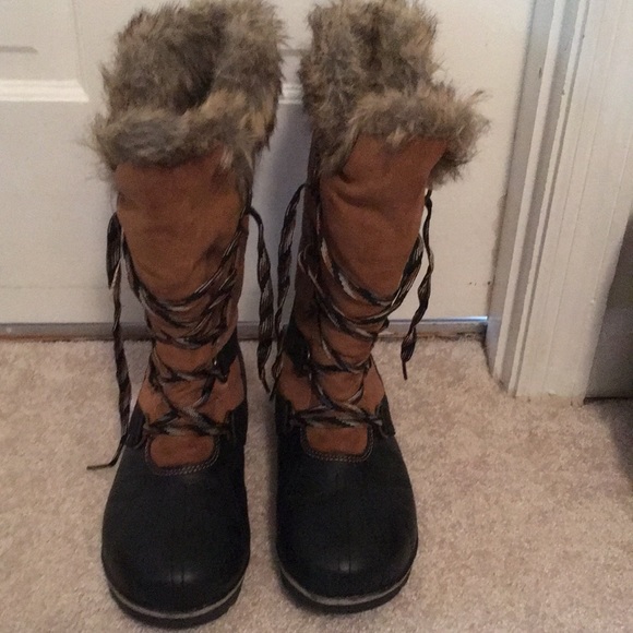 Shoes Rugged Outdoor Lace Up Rain Boots With Fur Poshmark